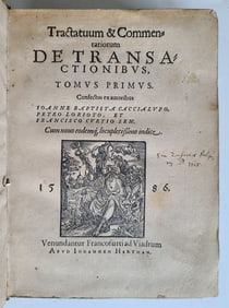 1586 LAW BOOK Tractatuum & Commentariorum de Transactionibus antique VELLUM