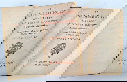 1679 DECAMERON by GIOVANNI BOCCACCIO 2 VOLUMES antique
