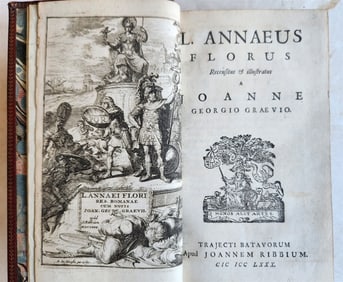1680 FLORUS ILLUSTRATED EDITION ANTIQUE DECORATIVE BINDING