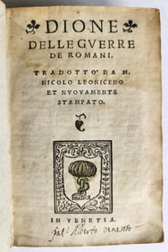 1548 ROMAN WARS HISTORY antique VELLUM BOUND CASSIO DIONE Delle guerre de romani