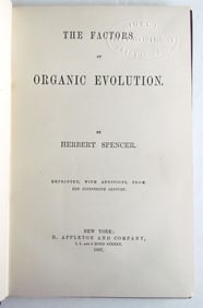 1887 THE FACTORS of ORGANIC EVOLUTION by HERBERT SPENCER antique