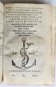 1541 ALDUS PRESS CICERO Officiorum antique 16 CENTURY vellum bound ALDINE
