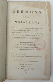 1795 SERMONS on MORAL LAW by DAVID MccLURE antique HARTFOD AMERICANA