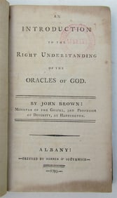 1793 INTRODUCTION to UNDERSTANDING OF ORACLES of GOD antique ALBANY AMERICANA