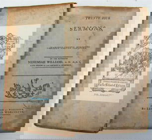 1797 TWENTY FOUR SERMONS by NEHEMIAH WILLIAMS antique WORCESTER AMERICANA