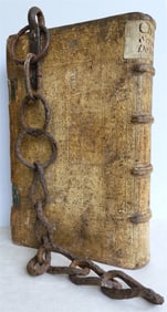 1550 RARE CHAINED FOLIO SERMONES by JUDICI CLICHTOVEI antique PIGSKIN BOUND