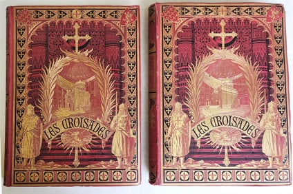 1877 HISTORY of CRUSADES by MICHAUD illustrated by GUSTAVE DORE 2 FOLIO VOLUMES