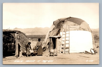 AMERICAN APACHE INDIANS OF ARIZONA VINTAGE REAL PHOTO POSTCARD RPPC