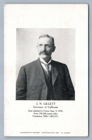 HAND SIGNED J.N.GILLET GOVERNOR of CALIFORNIA 1907 ANTIQUE POSTCARD