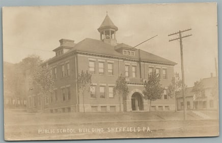 SHEFFIELD PA PUBLIC SCHOOL ANTIQUE REAL PHOTO POSTCARD RPPC