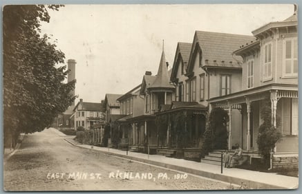 RICHLAND PA EAST MAIN STREET ANTIQUE REAL PHOTO POSTCARD RPPC
