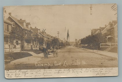 LANSDALE PA COLUMBIA AVE ANTIQUE REAL PHOTO POSTCARD RPPC