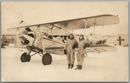 BIPLANE w/ CREW VINTAGE REAL PHOTO POSTCARD RPPC