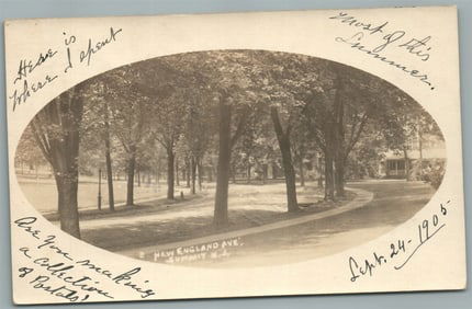 SUMMIT NJ NEW ENGLAND AVE. ANTIQUE REAL PHOTO POSTCARD RPPC
