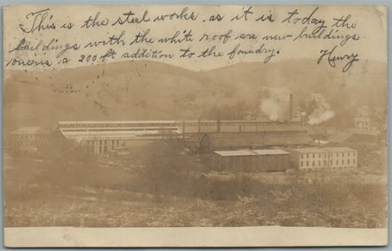 BERNARDSVILLE NJ STEEL WORKS FACTORY ANTIQUE REAL PHOTO POSTCARD RPPC
