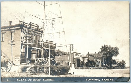 CORNING KS MAIN STREET ANTIQUE REAL PHOTO POSTCARD RPPC