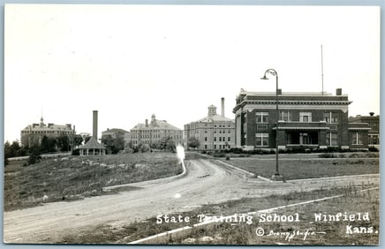 MINFIELD KS STATE TRAINING SCHOOL ANTIQUE REAL PHOTO POSTCARD RPPC