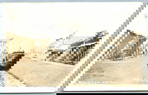 UTICA SD MAIN STREET ANTIQUE REAL PHOTO POSTCARD RPPC TROLLEY: UTICA SD MAIN STREET ANTIQUE REAL PHOTO POSTCARD RPPC TROLLEY