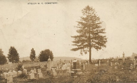 ATGLEN PA M.E. CEMETERY ANTIQUE REAL PHOTO POSTCARD RPPC