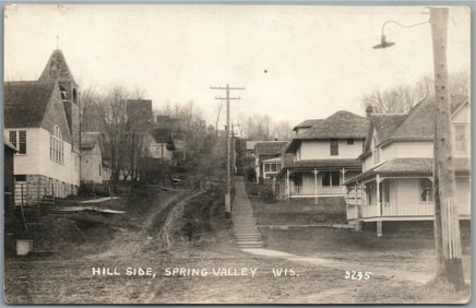 SPRING VALLEY WI HILL SIDE ANTIQUE REAL PHOTO POSTCARD RPPC
