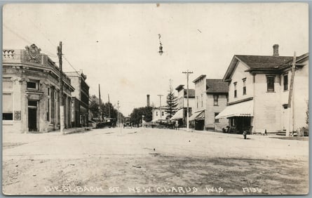 NEW CLARUS WI DIESLBACH STREET ANTIQUE REAL PHOTO POSTCARD RPPC