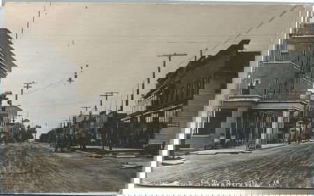 TWO RIVERS WI WASHINGTON STREET ANTIQUE REAL PHOTO POSTCARD ADVERTISING RPPC