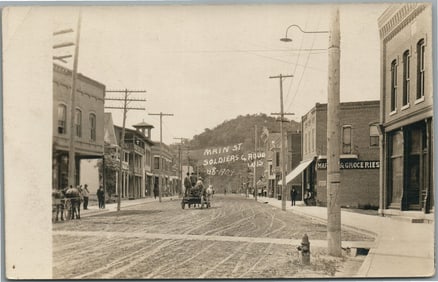 SOLDIERS GROVE WI MAIN STREET ANTIQUE REAL PHOTO POSTCARD RPPC