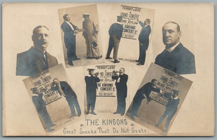 KINSONS SOUNDS CONCERT ADVERTISING ANTIQUE REAL PHOTO POSTCARD RPPC