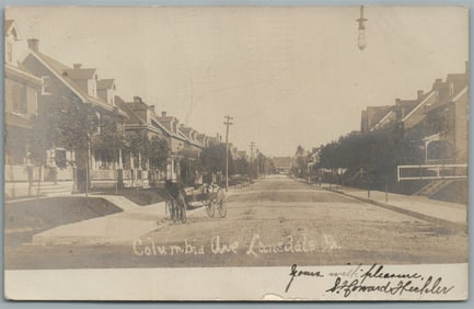 LANSDALE PA COLUMBIA AVE. ANTIQUE REAL PHOTO POSTCARD RPPC