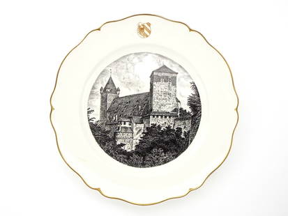German Villeroy House Headquarters Porcelain Presentation Plate: German Villeroy House Headquarters Porcelain Presentation Plate