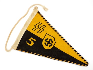 German WWII SS Vehicle Pennant With RZM Tag
