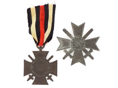 2 German WWII Merit Crosses with Swords