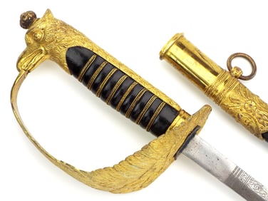 Fine Italian WWII Air Force Officers Sword Etched Blade