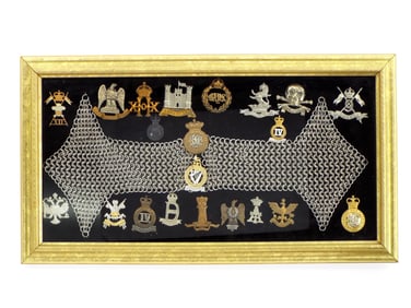 Framed British Regimental Badge Display