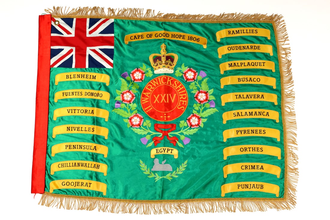 24th Warwickshire Regiment Regimental Flag: Excellent condition. 46 x 34 Inches