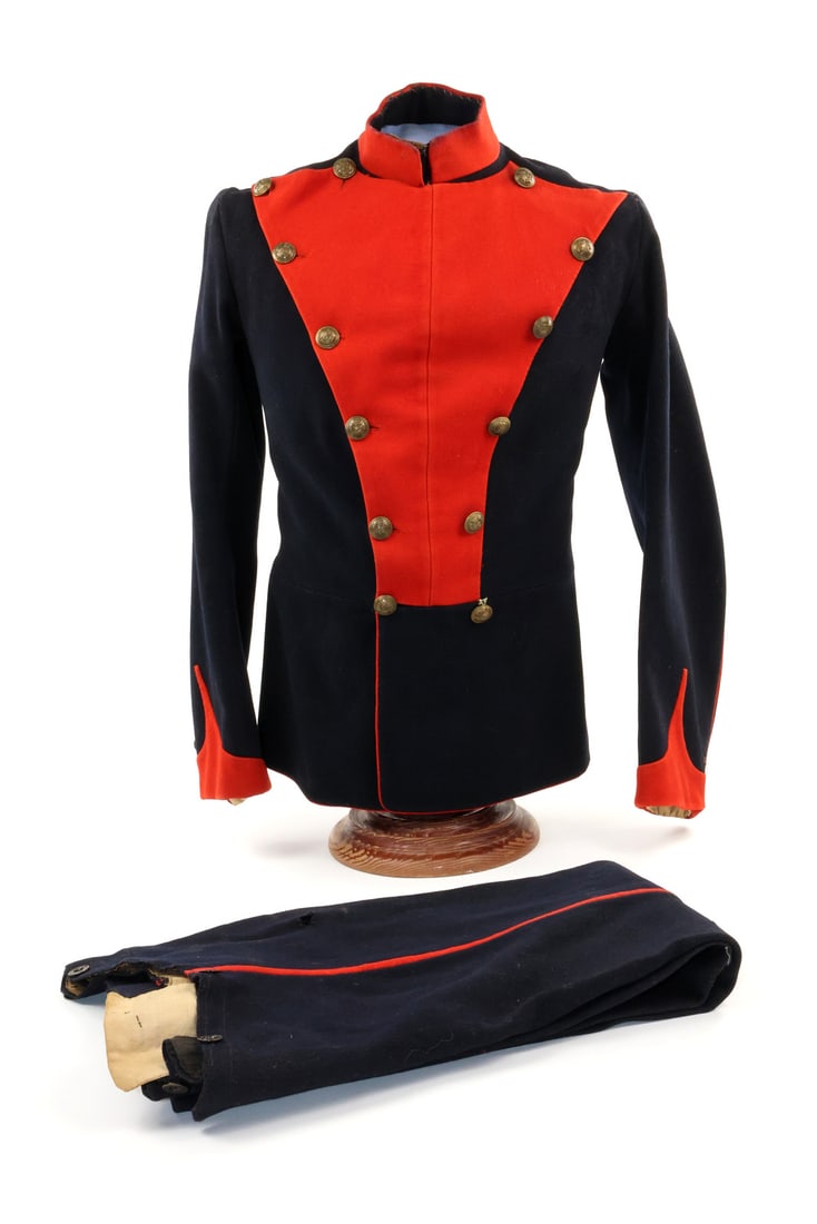 Victorian 12 Lancers Maternity Tunic & Pants: A very nice Victorian Boer War Era12th Lancers uniform including Maternity Tunic and pants. Excellent condition overall!! The regiment was deployed to South Africa for service in the Second Boer War i