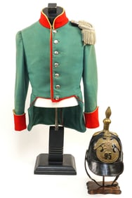 Imperial Russia Crimean War Era Officers Officers Tunic and Brass Mounted P1848 Leather Helmet from