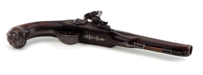 American Revolution War Silver Mounted Queen Anne Pistol