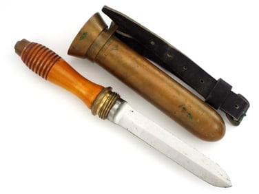 American WWII Deep Sea Diving Knife with Brass Scabbard