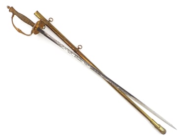 Scarce M1860 American Civil War Cavalry Officer Sword RARE Etched Blade