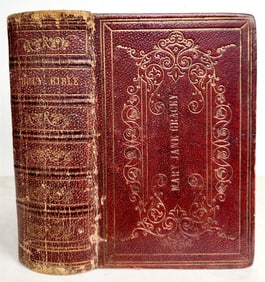 1855 BIBLE in ENGLISH antique AMERICANA personalized cover OLD & NEW TESTAMENT
