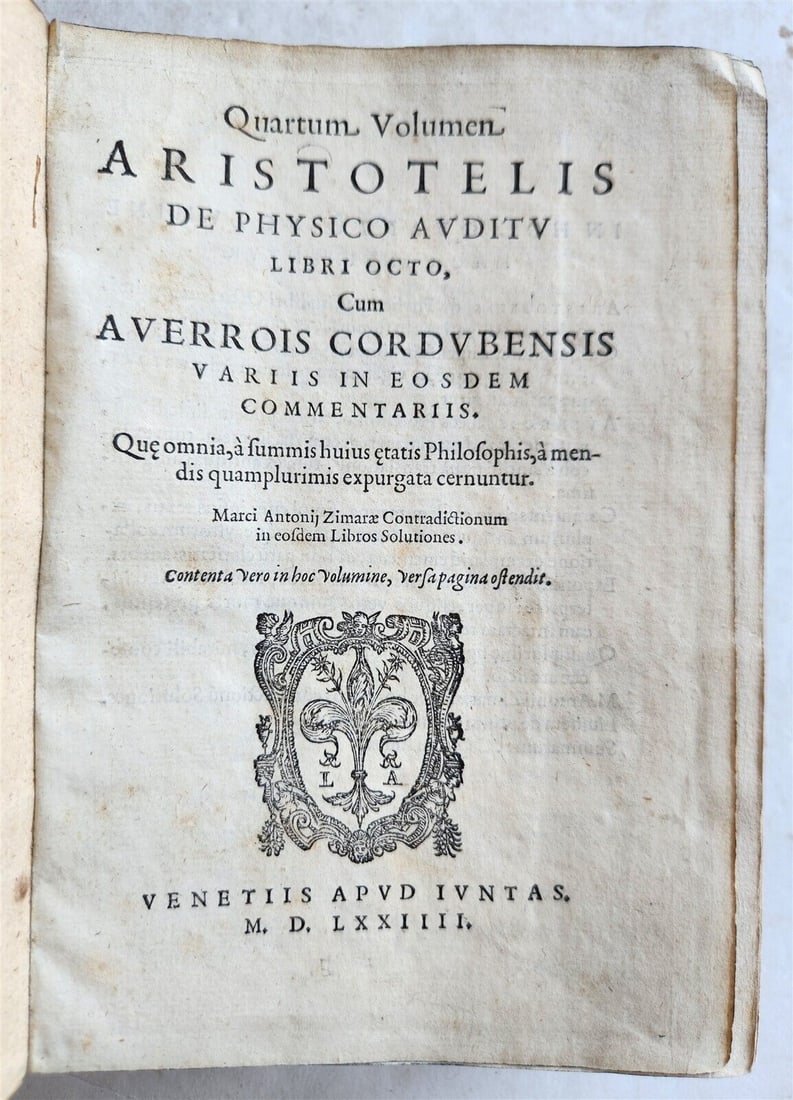 1574 ARISTOTLE ILLUSTRATED DE PHYSICO AUDITU COMMENTARY 16 cent. VELLUM antique (1 of 20)