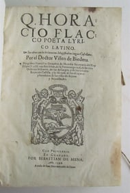 1599 HORACE WORKS in SPANISH antique POETRY VELLUM Q. HORATII FLACCI V.de Biedma