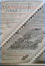 1664 OPERA AD VETUSTISSIMORUM EXEMPLARIUM FIDEM by TERTULLIAN Folio antique