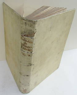 1753 VELLUM BOUND ANTIQUE FOLIO De Visitatione Cujuscumque Praelati Regularis: De Visitatione Cujuscumque Praelati Regularis.. Gaudentio de Janua.. Tomus Secundus. Rome, 1753. Size 12.5 x 8.5". Folio. Period vellum over boards, title to spine in manuscript. Some toning on the pa