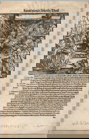 1550 ENGRAVING antique from Justin Gobler Der Rechten Spiegel Law BOOK 16th cent