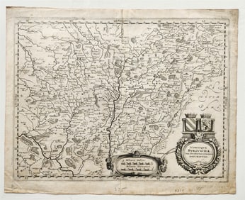 1646 MAP of BURGUNDY FRANCE antique UTRIUSQUE BURGUNDIAE TUM DUCATUS COMITATUS