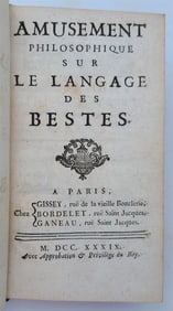 1739 Philosophical amusement on the language of beasts antique in French