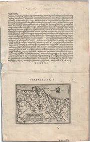 1572 MAP of FRANCE & PORTUGAL from SEBASTIAN MUNSTER COSMOGRAPHIA antique