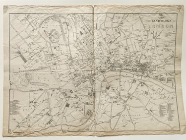 1863 LANDMARKS of LONDON MAP antique by E. WELLER